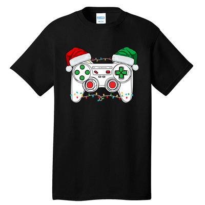 Funny Christmas Xmas Gamer Video Gaming Controller Santa Hat Tall T-Shirt