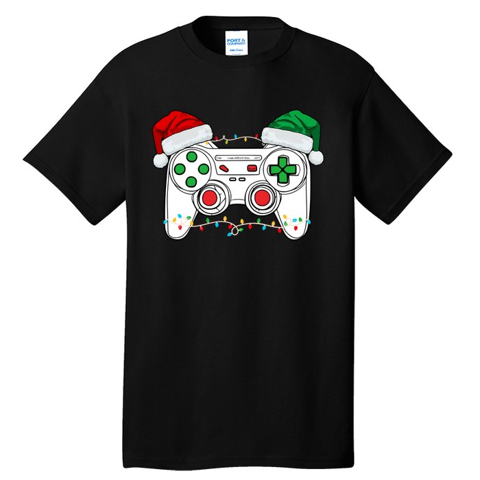 Funny Christmas Xmas Gamer Video Gaming Controller Santa Hat Tall T-Shirt