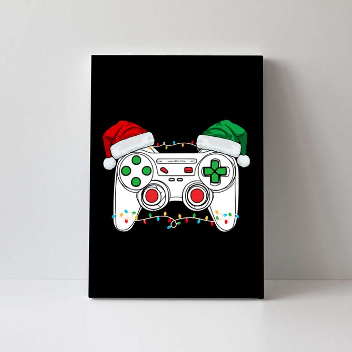 Funny Christmas Xmas Gamer Video Gaming Controller Santa Hat Canvas