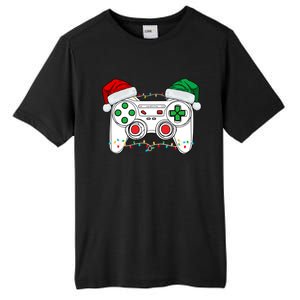 Funny Christmas Xmas Gamer Video Gaming Controller Santa Hat Tall Fusion ChromaSoft Performance T-Shirt