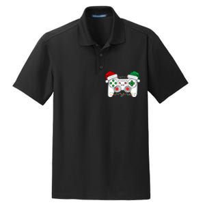 Funny Christmas Xmas Gamer Video Gaming Controller Santa Hat Dry Zone Grid Polo