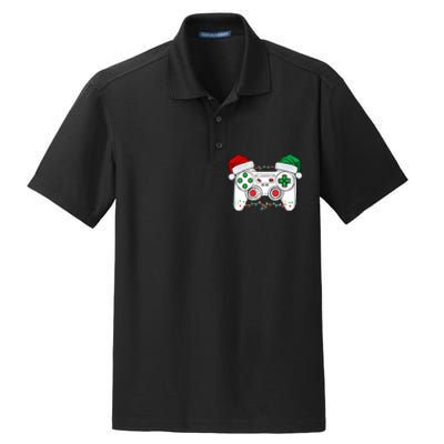 Funny Christmas Xmas Gamer Video Gaming Controller Santa Hat Dry Zone Grid Polo