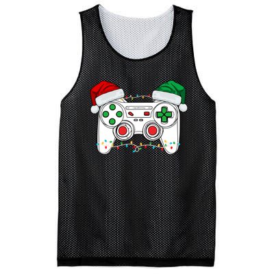 Funny Christmas Xmas Gamer Video Gaming Controller Santa Hat Mesh Reversible Basketball Jersey Tank