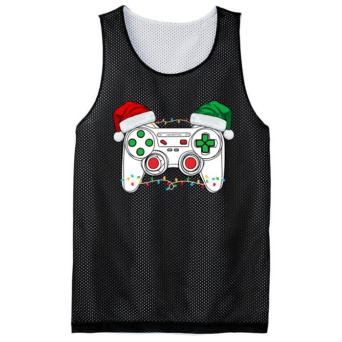 Funny Christmas Xmas Gamer Video Gaming Controller Santa Hat Mesh Reversible Basketball Jersey Tank