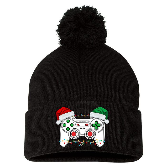 Funny Christmas Xmas Gamer Video Gaming Controller Santa Hat Pom Pom 12in Knit Beanie