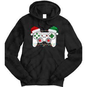 Funny Christmas Xmas Gamer Video Gaming Controller Santa Hat Tie Dye Hoodie