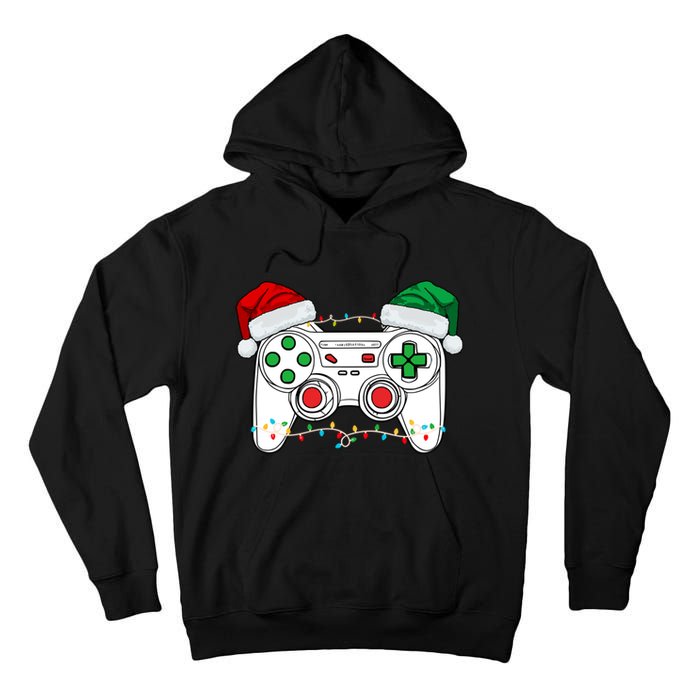 Funny Christmas Xmas Gamer Video Gaming Controller Santa Hat Tall Hoodie