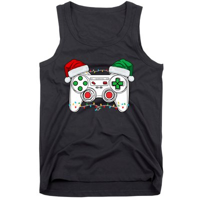 Funny Christmas Xmas Gamer Video Gaming Controller Santa Hat Tank Top