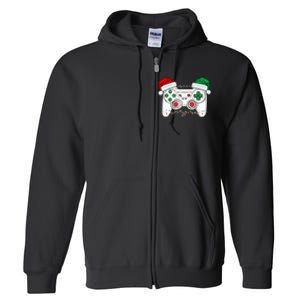 Funny Christmas Xmas Gamer Video Gaming Controller Santa Hat Full Zip Hoodie