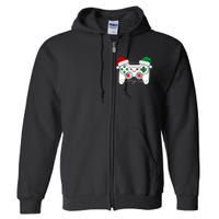 Funny Christmas Xmas Gamer Video Gaming Controller Santa Hat Full Zip Hoodie