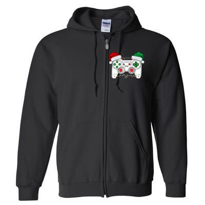 Funny Christmas Xmas Gamer Video Gaming Controller Santa Hat Full Zip Hoodie