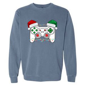 Funny Christmas Xmas Gamer Video Gaming Controller Santa Hat Garment-Dyed Sweatshirt