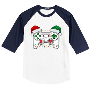 Funny Christmas Xmas Gamer Video Gaming Controller Santa Hat Baseball Sleeve Shirt