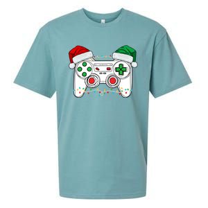 Funny Christmas Xmas Gamer Video Gaming Controller Santa Hat Sueded Cloud Jersey T-Shirt