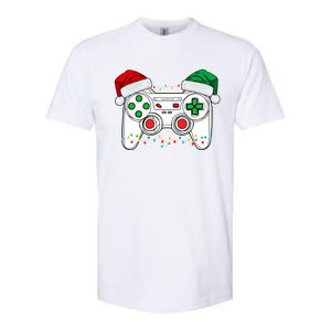 Funny Christmas Xmas Gamer Video Gaming Controller Santa Hat Softstyle CVC T-Shirt