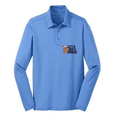 Funny Christmas Xmas Gingerbread Cookie Lets Get Baked Gift Silk Touch Performance Long Sleeve Polo