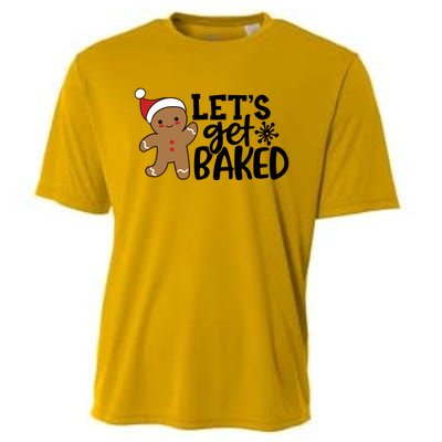 Funny Christmas Xmas Gingerbread Cookie Lets Get Baked Gift Cooling Performance Crew T-Shirt