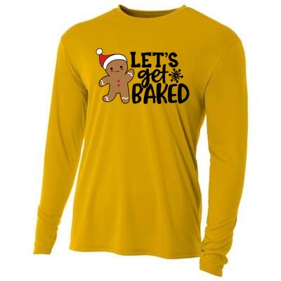 Funny Christmas Xmas Gingerbread Cookie Lets Get Baked Gift Cooling Performance Long Sleeve Crew