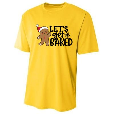 Funny Christmas Xmas Gingerbread Cookie Lets Get Baked Gift Performance Sprint T-Shirt