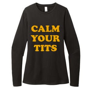 Funny Calm Your Tits Womens CVC Long Sleeve Shirt