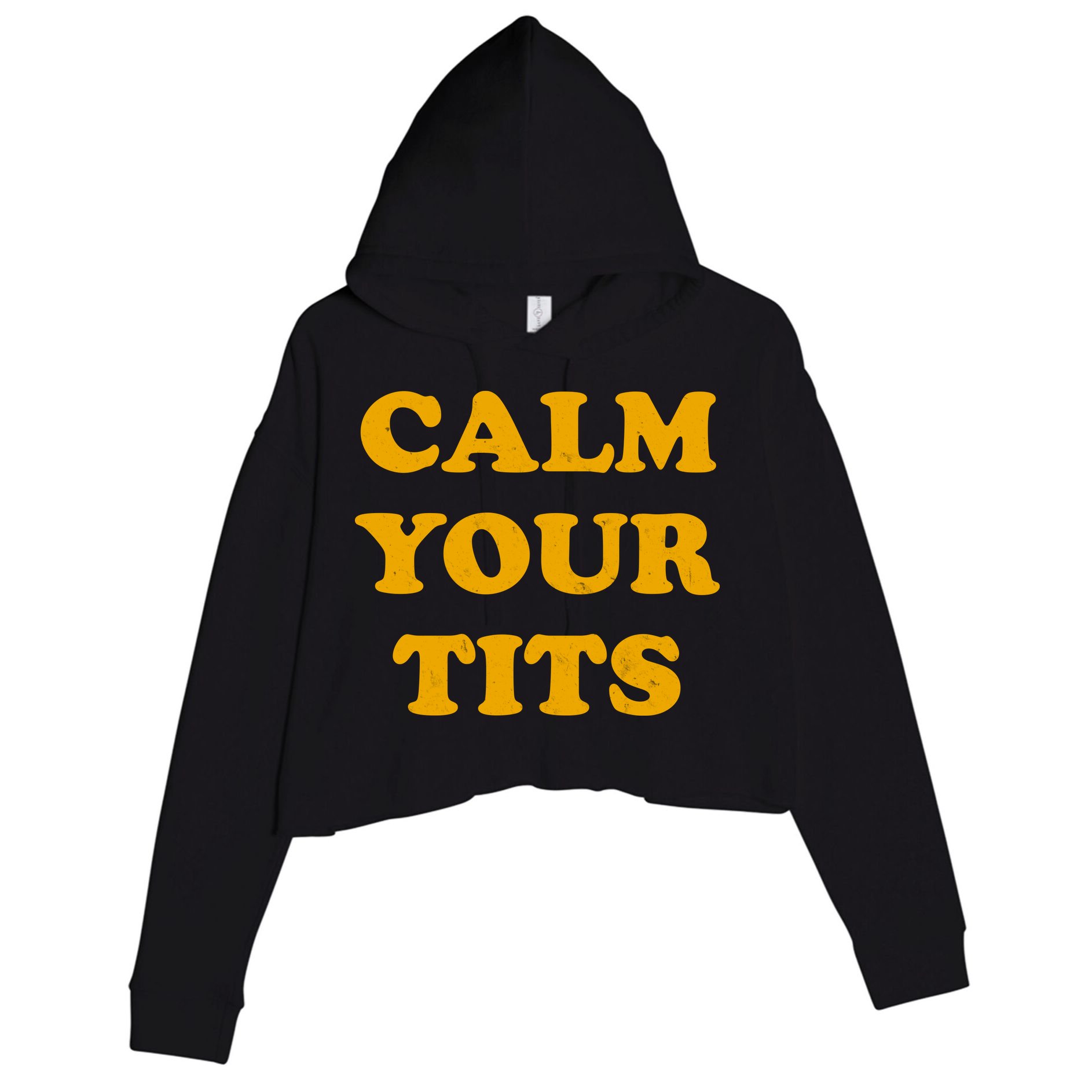 Funny Calm Your Tits Crop Fleece Hoodie