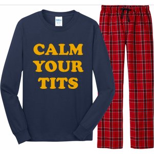 Funny Calm Your Tits Long Sleeve Pajama Set