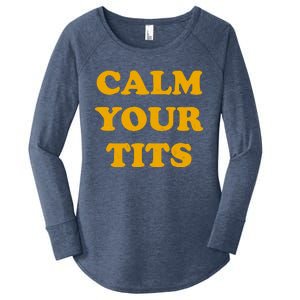 Funny Calm Your Tits Women's Perfect Tri Tunic Long Sleeve Shirt