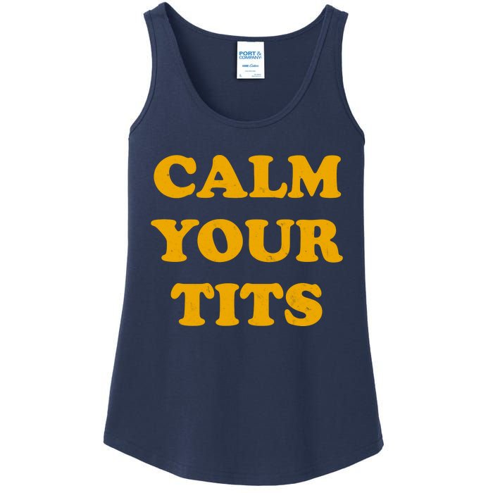 Funny Calm Your Tits Ladies Essential Tank