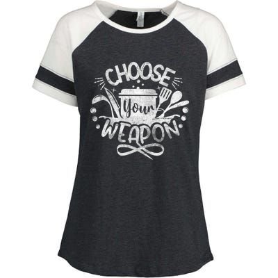 Funny Choose Your Weapon Cooking Food Kitchen Chefs Great Gift Enza Ladies Jersey Colorblock Tee