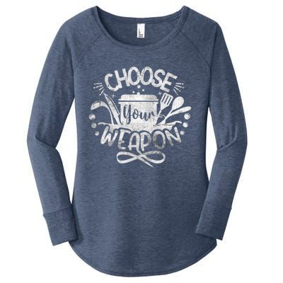 Funny Choose Your Weapon Cooking Food Kitchen Chefs Great Gift Women's Perfect Tri Tunic Long Sleeve Shirt