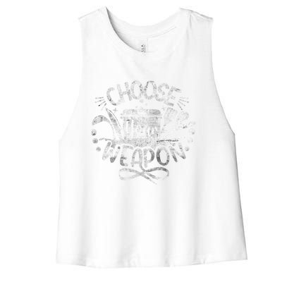 Funny Choose Your Weapon Cooking Food Kitchen Chefs Great Gift Women's Racerback Cropped Tank