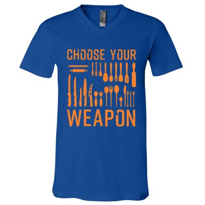 Funny Choose Your Weapon Gift Kitchen Cook Chef Great Gift V-Neck T-Shirt