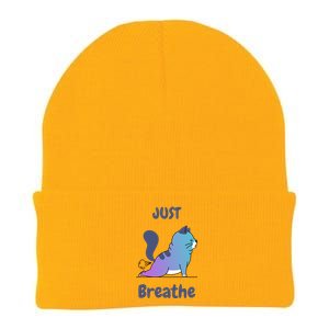 Funny Cat Yoga Just Breathe Cute Mediation Gift Knit Cap Winter Beanie