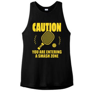 Funny Caution You Are Entering Smash Zone Pickleball   Ladies PosiCharge Tri-Blend Wicking Tank