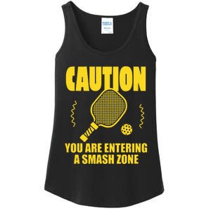 Funny Caution You Are Entering Smash Zone Pickleball   Ladies Essential Tank