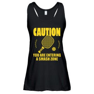 Funny Caution You Are Entering Smash Zone Pickleball   Ladies Essential Flowy Tank