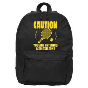 Funny Caution You Are Entering Smash Zone Pickleball   16 in Basic Backpack