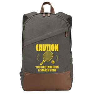 Funny Caution You Are Entering Smash Zone Pickleball   Cotton Canvas Backpack