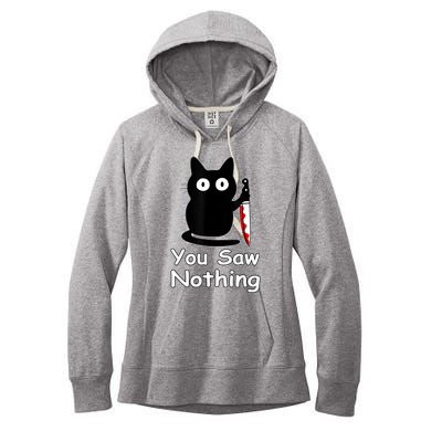 Funny Cat You Saw Nothing Funny Black Cat Gift Idea Women's Fleece Hoodie