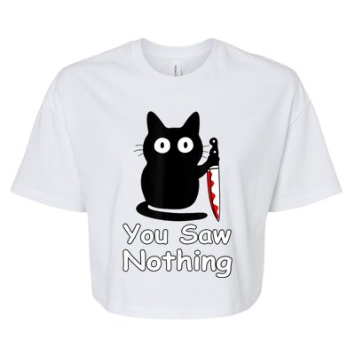 Funny Cat You Saw Nothing Funny Black Cat Gift Idea Bella+Canvas Jersey Crop Tee