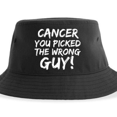 Funny Cancer You Picked The Wrong Guy Fighter Survivor Gift Sustainable Bucket Hat