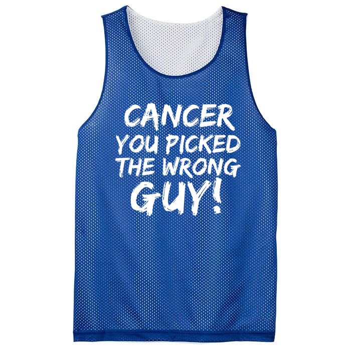 Funny Cancer You Picked The Wrong Guy Fighter Survivor Gift Mesh Reversible Basketball Jersey Tank