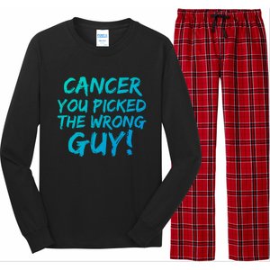 Funny Cancer You Picked The Wrong Guy Fighter Survivor Gift Long Sleeve Pajama Set