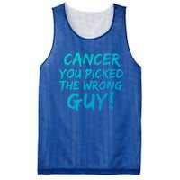 Funny Cancer You Picked The Wrong Guy Fighter Survivor Gift Mesh Reversible Basketball Jersey Tank