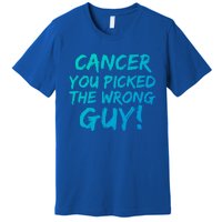 Funny Cancer You Picked The Wrong Guy Fighter Survivor Gift Premium T-Shirt