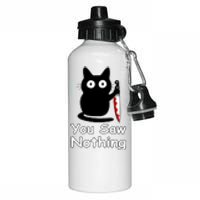 Funny Cat You Saw Nothing Funny Black Cat Gift Idea Aluminum Water Bottle 