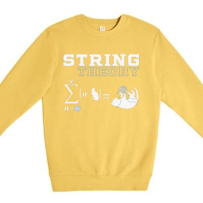 Funny Cat Yarn String Theory Premium Crewneck Sweatshirt