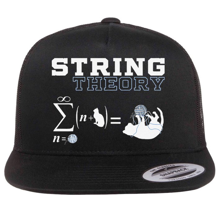 Funny Cat Yarn String Theory Flat Bill Trucker Hat