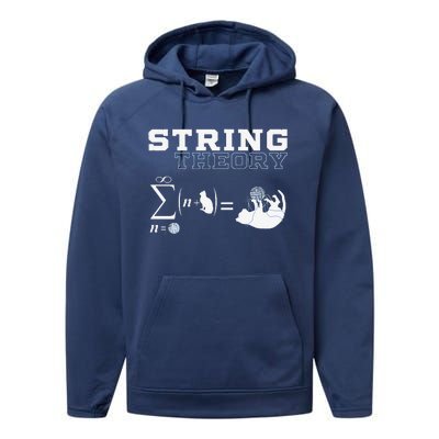 Funny Cat Yarn String Theory Performance Fleece Hoodie