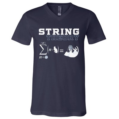 Funny Cat Yarn String Theory V-Neck T-Shirt